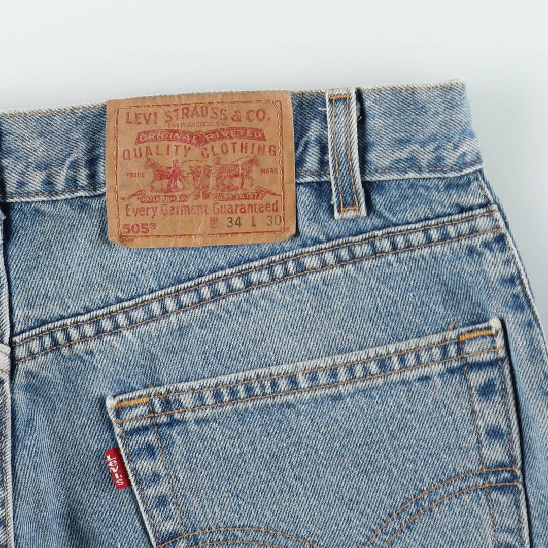 00'S Levi's 505 REGULAR FIT STRAIGHT LEG tapered denim pants made in USA, men's size w34 cotton blue type Vintage Second Hand