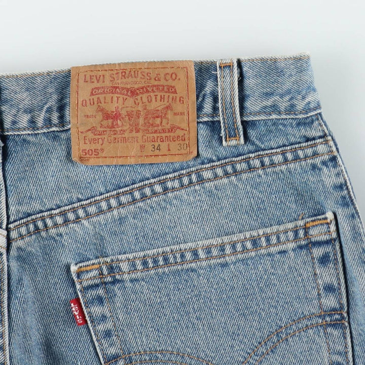 00'S Levi's 505 REGULAR FIT STRAIGHT LEG tapered denim pants made in USA, men's size w34 cotton blue type Vintage Second Hand