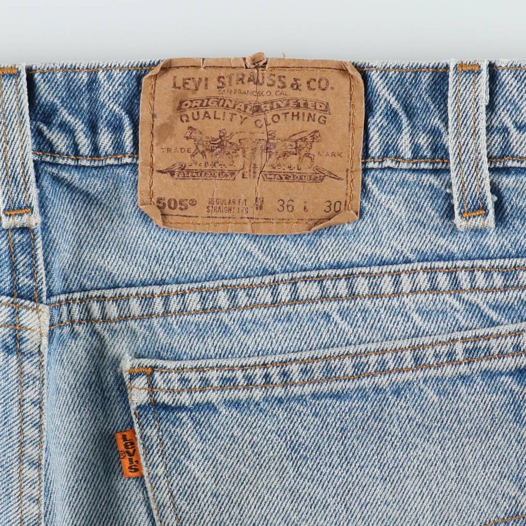 Levi's 505 Regular Fit Straight Leg Orange Tab Tapered Denim Pants, Men's W35 (approx.), Vintage unclear blue type Vintage Second Hand