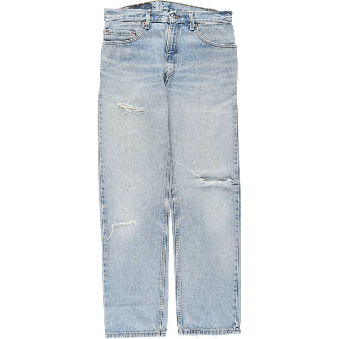 00'S Levi's 505 REGULAR FIT STRAIGHT LEG tapered denim pants made in USA, men's size w32 cotton blue type Vintage Second Hand