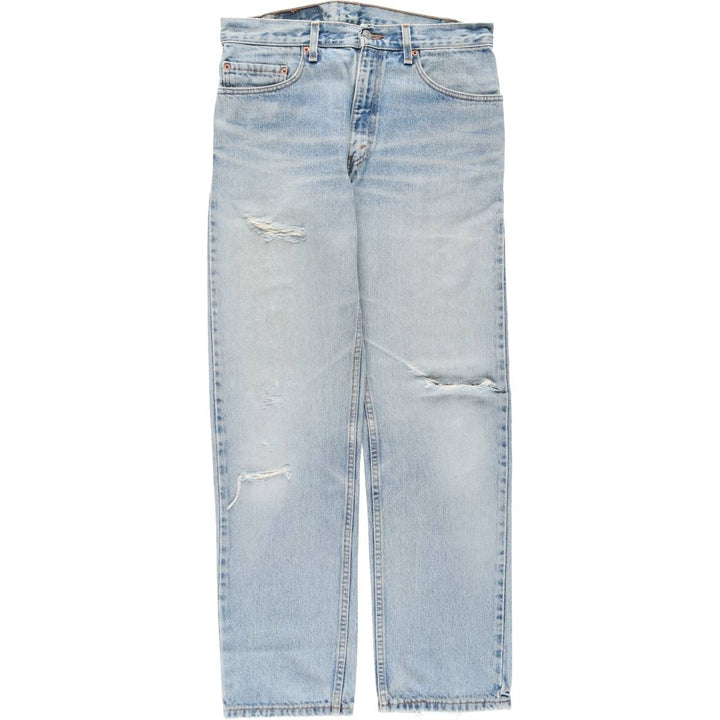 00'S Levi's 505 REGULAR FIT STRAIGHT LEG tapered denim pants made in USA, men's size w32 cotton blue type Vintage Second Hand