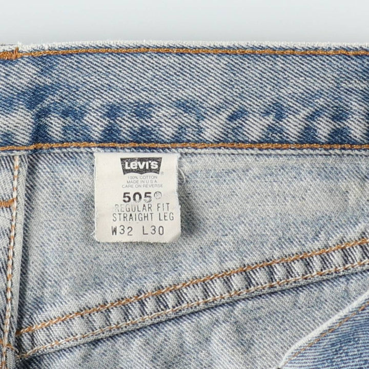 00'S Levi's 505 REGULAR FIT STRAIGHT LEG tapered denim pants made in USA, men's size w32 cotton blue type Vintage Second Hand