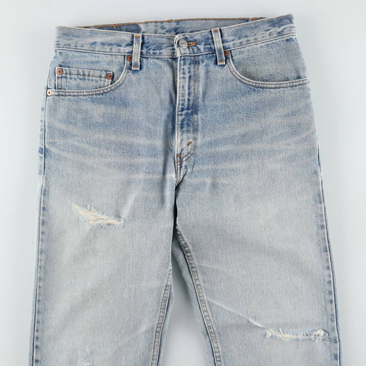 00'S Levi's 505 REGULAR FIT STRAIGHT LEG tapered denim pants made in USA, men's size w32 cotton blue type Vintage Second Hand
