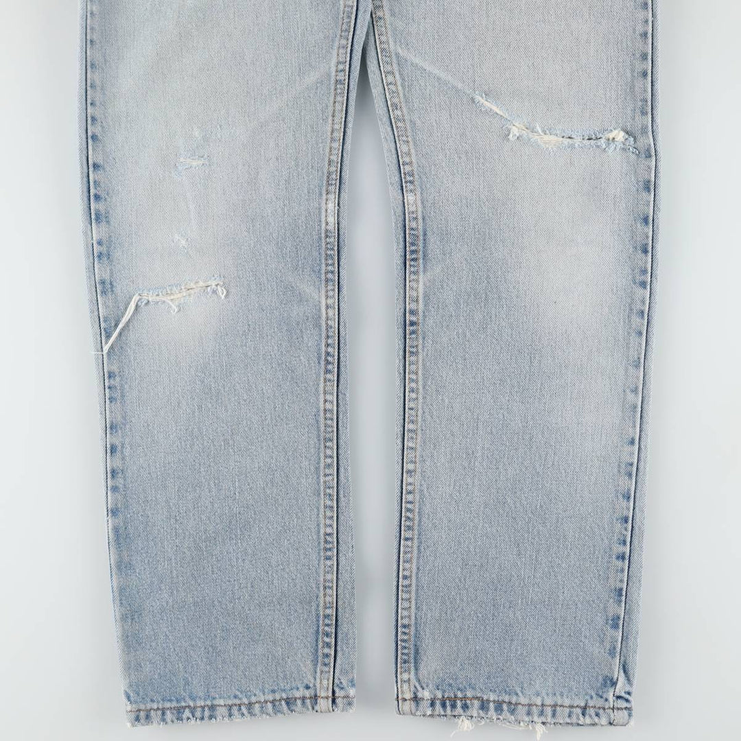 00'S Levi's 505 REGULAR FIT STRAIGHT LEG tapered denim pants made in USA, men's size w32 cotton blue type Vintage Second Hand