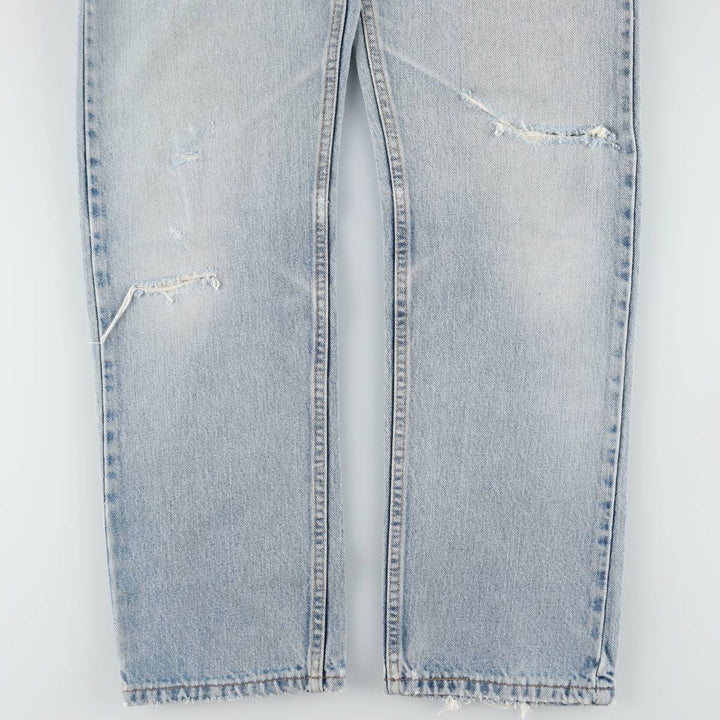 00'S Levi's 505 REGULAR FIT STRAIGHT LEG tapered denim pants made in USA, men's size w32 cotton blue type Vintage Second Hand
