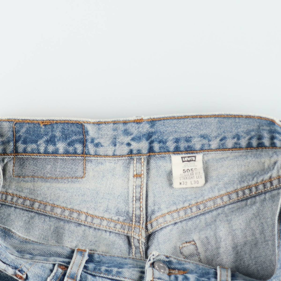 00'S Levi's 505 REGULAR FIT STRAIGHT LEG tapered denim pants made in USA, men's size w32 cotton blue type Vintage Second Hand
