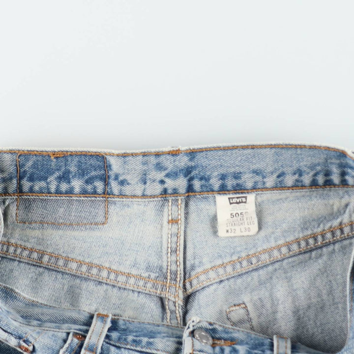 00'S Levi's 505 REGULAR FIT STRAIGHT LEG tapered denim pants made in USA, men's size w32 cotton blue type Vintage Second Hand