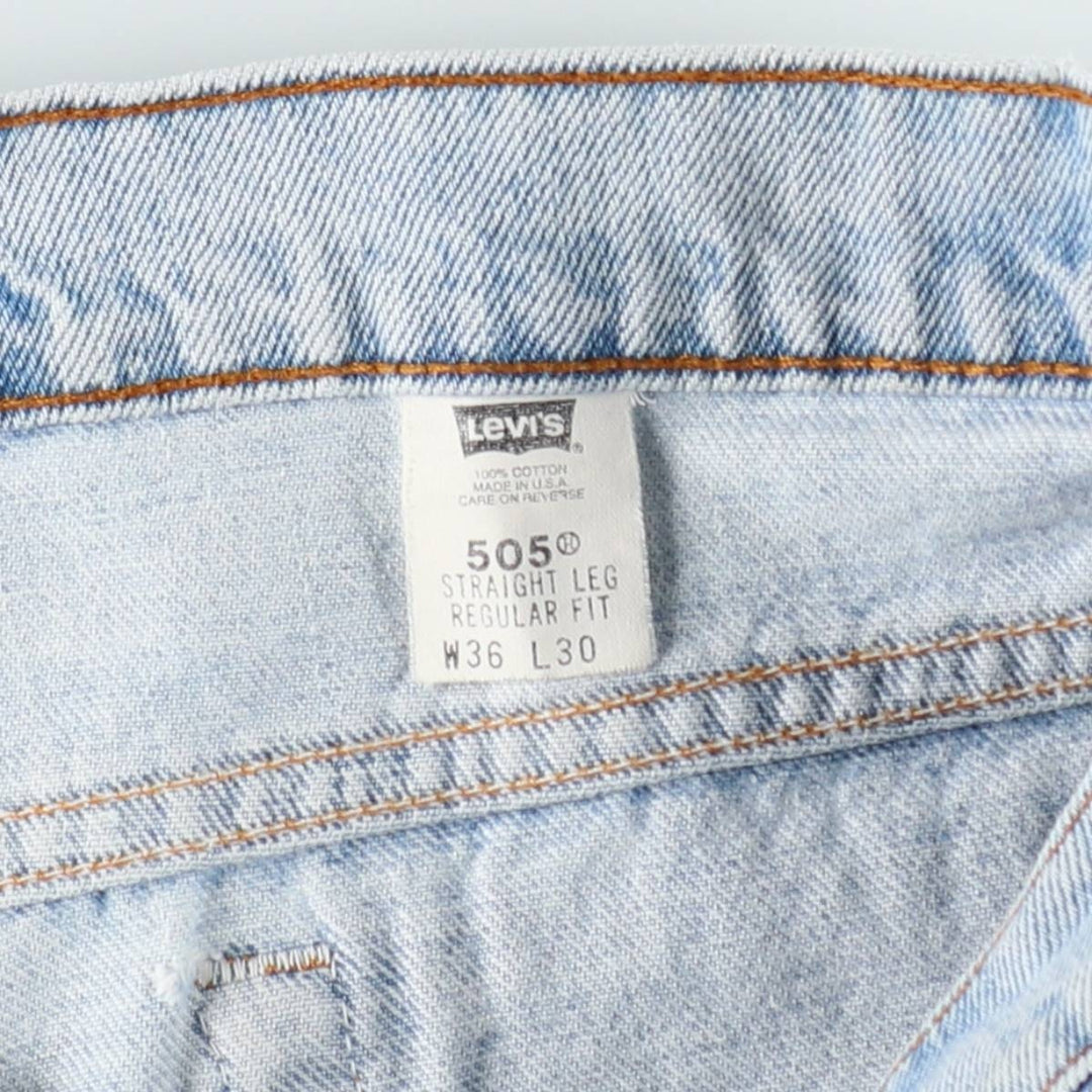 1990'S Levi's 505 Straight Leg Regular Fit Tapered Denim Pants, Made in USA, Men's Size W36 (approx.), Vintage cotton blue type Vintage Second Hand