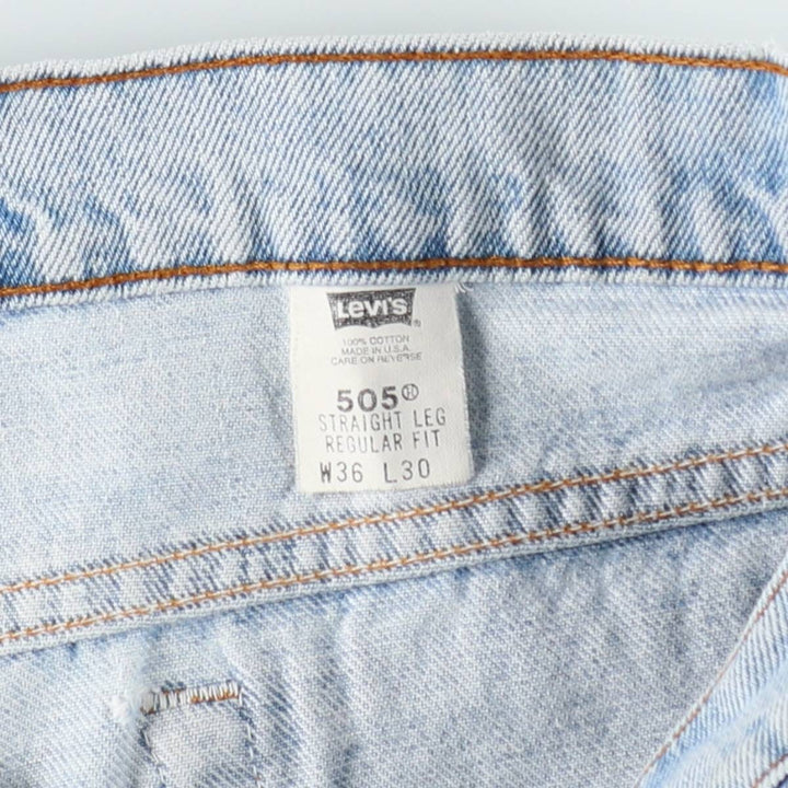 1990'S Levi's 505 Straight Leg Regular Fit Tapered Denim Pants, Made in USA, Men's Size W36 (approx.), Vintage cotton blue type Vintage Second Hand