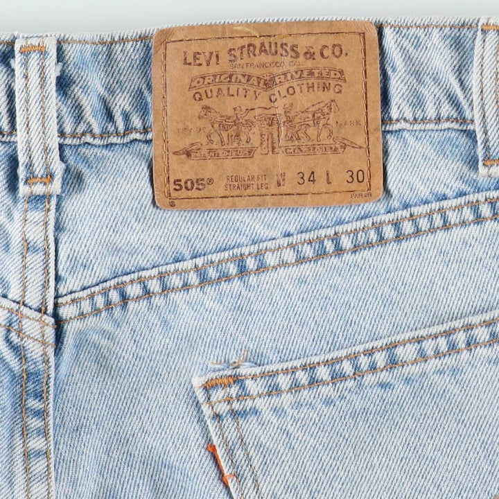 90'S Levi's 505 REGULAR FIT STRAIGHT LEG tapered denim pants made in USA men's w34 equivalent vintage cotton blue type Vintage Second Hand