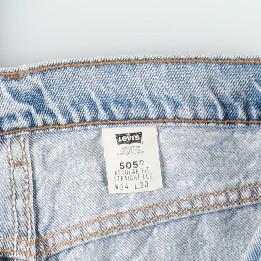 90'S Levi's 505 REGULAR FIT STRAIGHT LEG tapered denim pants made in USA men's w34 equivalent vintage cotton blue type Vintage Second Hand