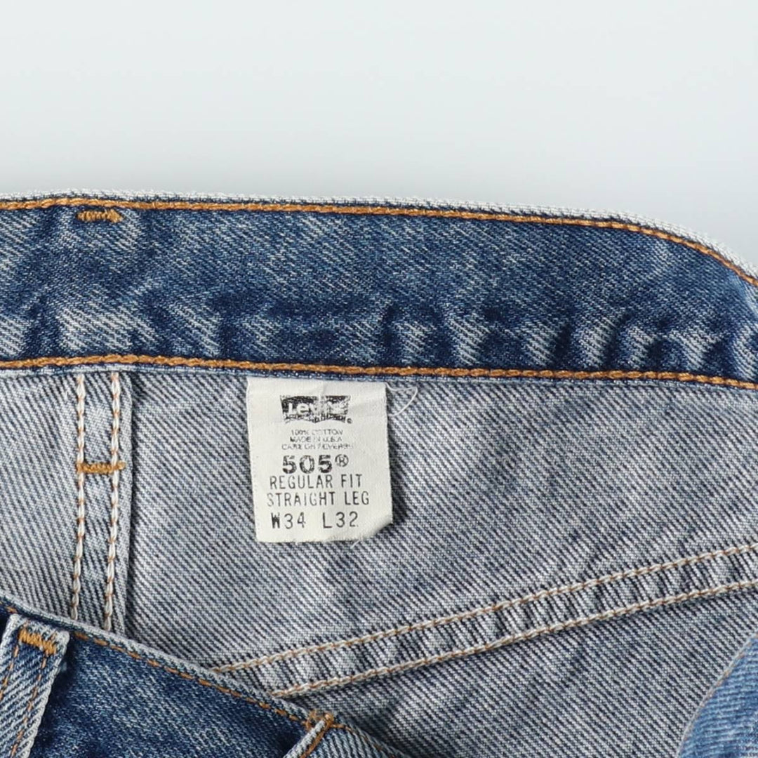 90'S Levi's 505 REGULAR FIT STRAIGHT LEG tapered denim pants made in USA men's w34 equivalent vintage cotton blue type Vintage Second Hand