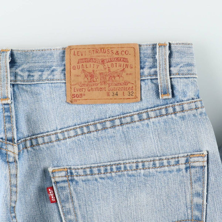 00'S Levi's 505 REGULAR FIT STRAIGHT LEG tapered denim pants made in USA, men's size w34 cotton blue type Vintage Second Hand