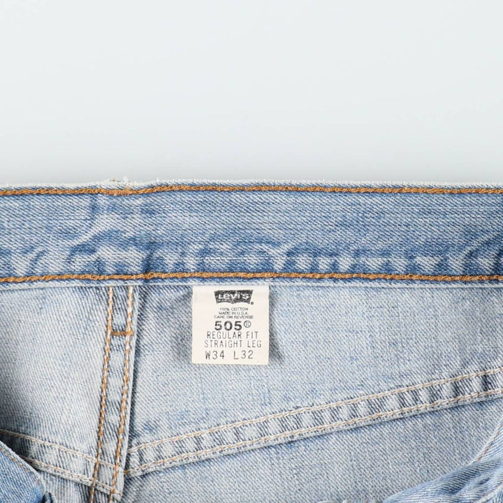 00'S Levi's 505 REGULAR FIT STRAIGHT LEG tapered denim pants made in USA, men's size w34 cotton blue type Vintage Second Hand