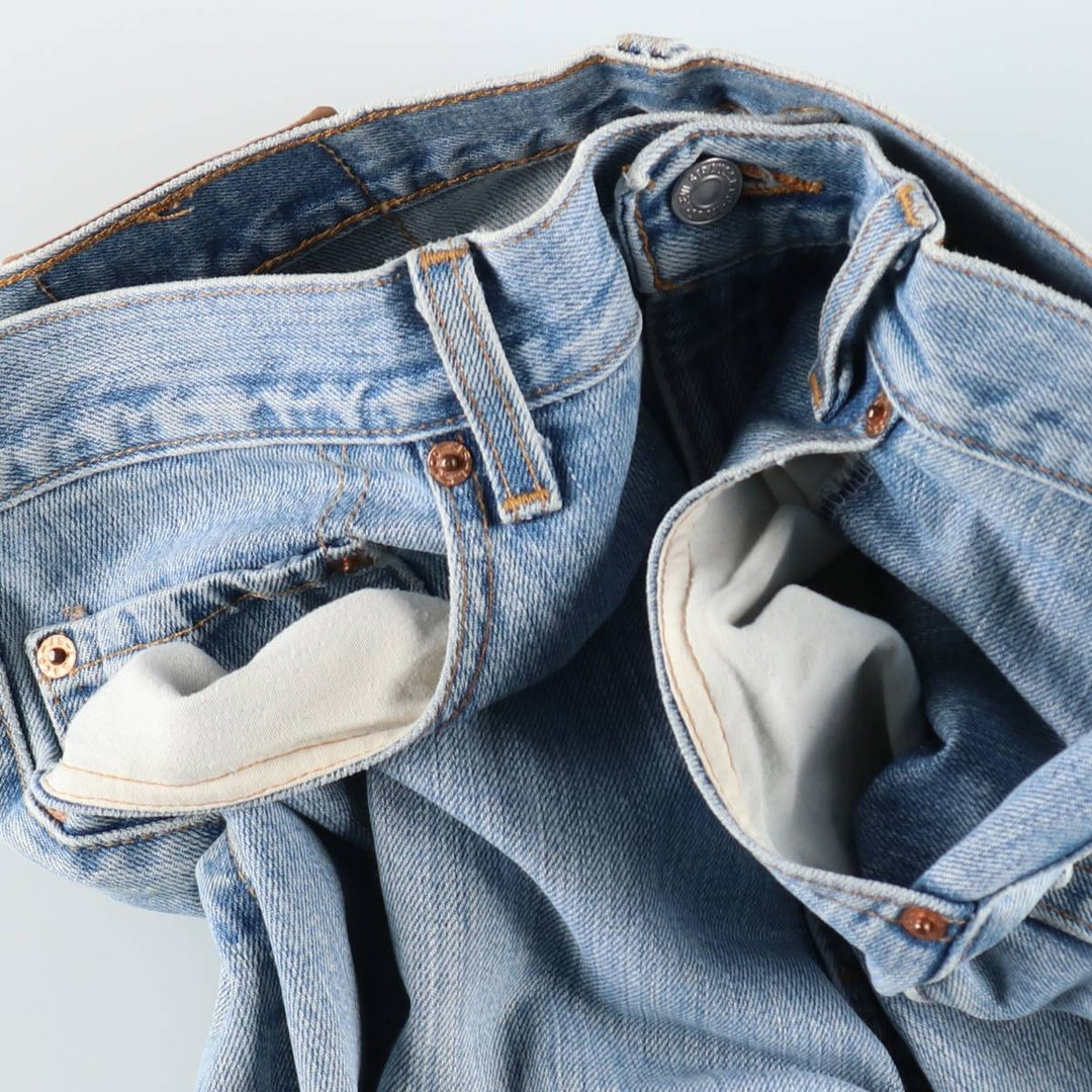 00'S Levi's 505 REGULAR FIT STRAIGHT LEG tapered denim pants made in USA, men's size w34 cotton blue type Vintage Second Hand
