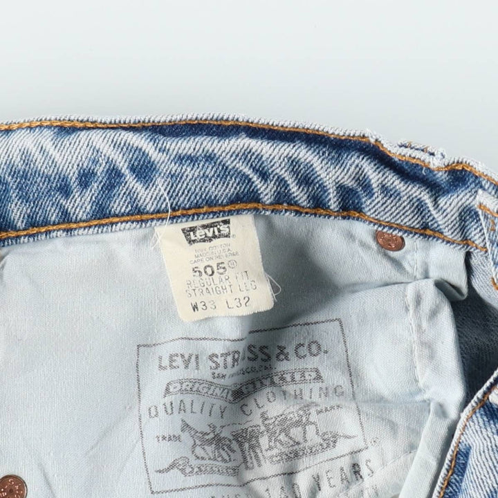 1990'S Levi's 505 Regular Fit Tapered Denim Pants, Made in USA, Men's Size W32 (approx.), Vintage cotton blue type Vintage Second Hand