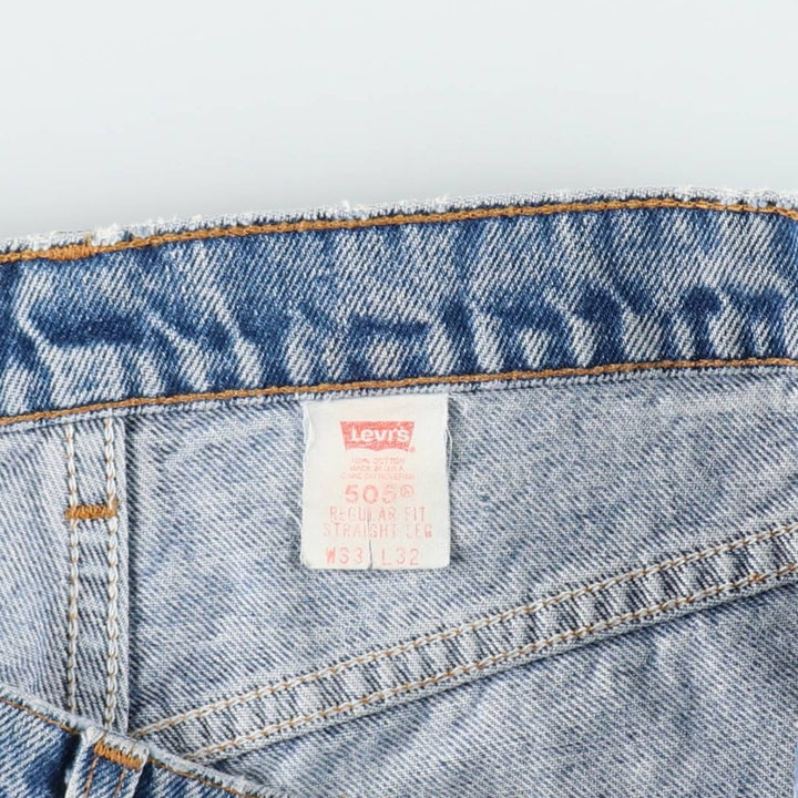 1990'S Levi's 505-0217 Regular Fit Straight Leg Tapered Denim Pants, Made in USA, Men's Size W32 (approx.), Vintage cotton blue type Vintage Second Hand