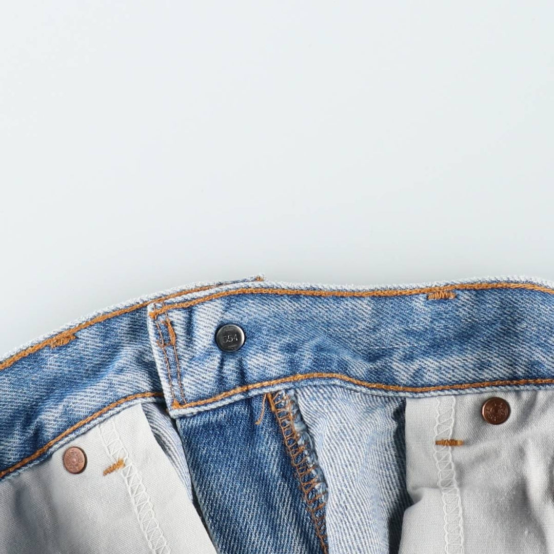 00'S Levi's 505 REGULAR FIT STRAIGHT LEG tapered denim pants made in USA, men's size w32 cotton blue type Vintage Second Hand