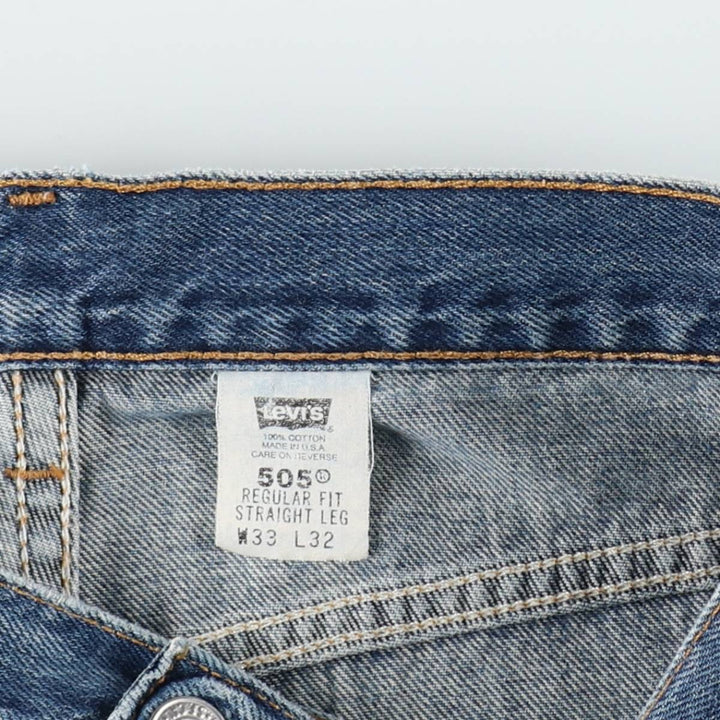 00'S Levi's 505 REGULAR FIT STRAIGHT LEG tapered denim pants made in USA men's w33 equivalent cotton blue type Vintage Second Hand
