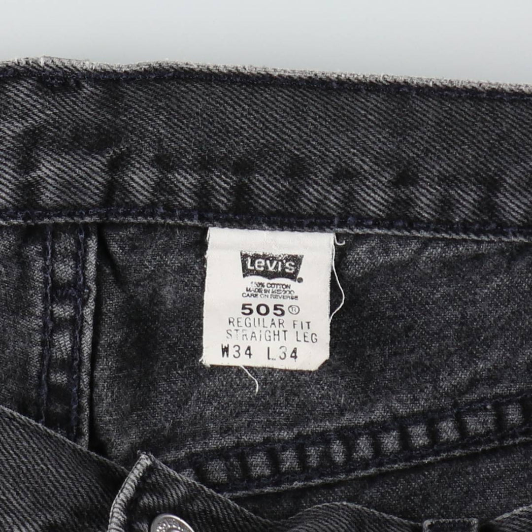 00'S Levi's 505 REGULAR FIT STRAIGHT LEG black denim tapered denim pants for men, size w32 cotton black type Vintage Second Hand