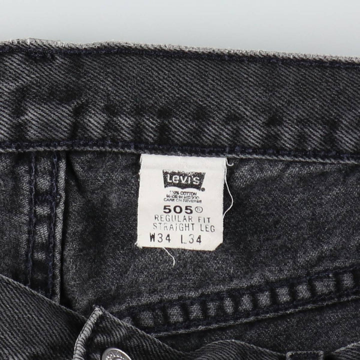 00'S Levi's 505 REGULAR FIT STRAIGHT LEG black denim tapered denim pants for men, size w32 cotton black type Vintage Second Hand
