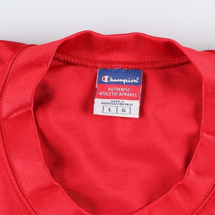 Champion Authentic Athletic Apparel V-Neck Mesh Game Shirt Football Shirt (Men's Size L) - 2000s Nylon red type Vintage Second Hand