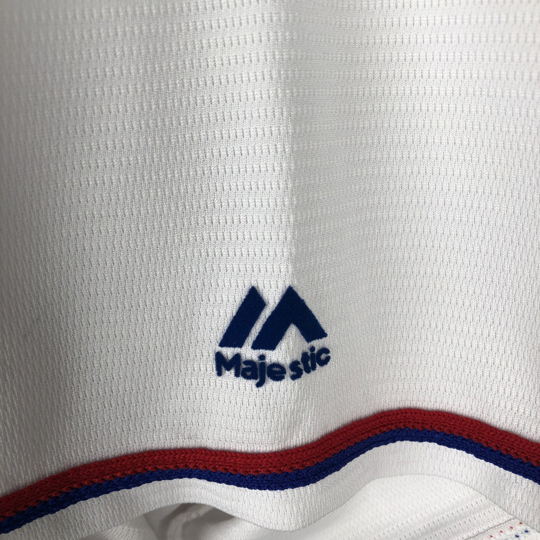 Majestic MLB Texas Rangers Rougned Odor Game Shirt Baseball Shirt Men's Size L polyester white type Vintage Second Hand