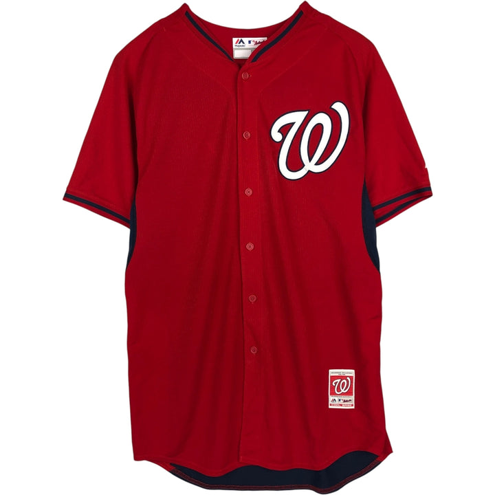 Majestic MLB Washington Nationals Game Shirt Baseball Shirt Made in USA Men's XXL equivalent polyester red type Vintage Second Hand