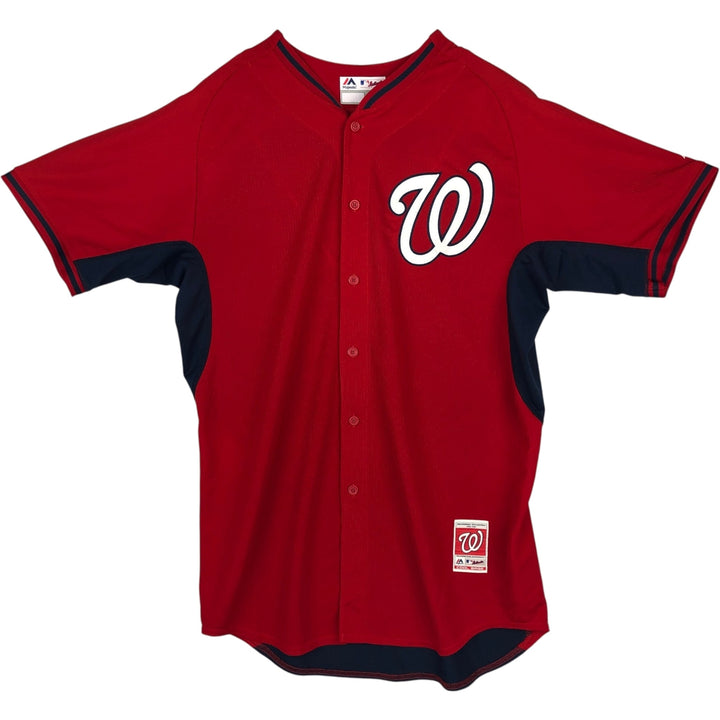 Majestic MLB Washington Nationals Game Shirt Baseball Shirt Made in USA Men's XXL equivalent polyester red type Vintage Second Hand