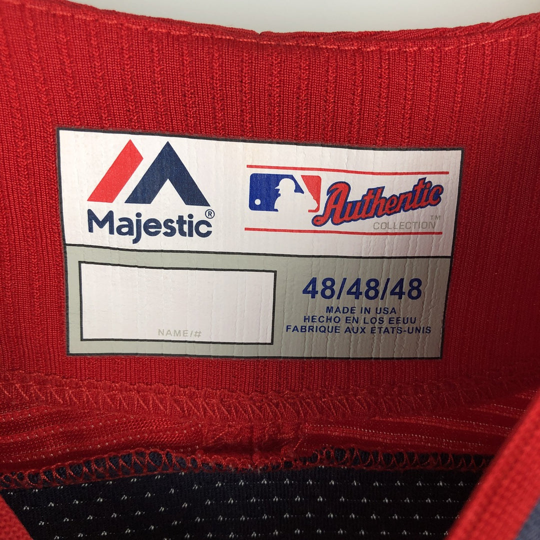 Majestic MLB Washington Nationals Game Shirt Baseball Shirt Made in USA Men's XXL equivalent polyester red type Vintage Second Hand