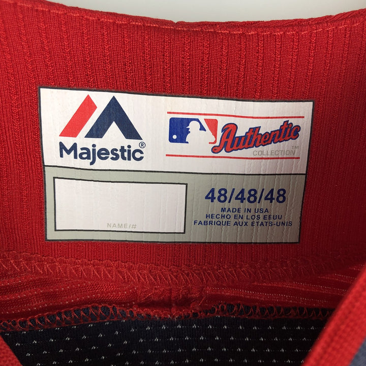 Majestic MLB Washington Nationals Game Shirt Baseball Shirt Made in USA Men's XXL equivalent polyester red type Vintage Second Hand