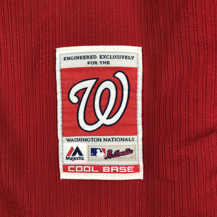 Majestic MLB Washington Nationals Game Shirt Baseball Shirt Made in USA Men's XXL equivalent polyester red type Vintage Second Hand