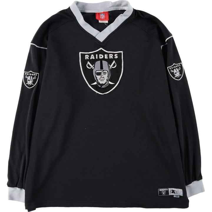 NFL Las Vegas Raiders V-neck Long-Sleeve Game Shirt Football Shirt Men's Size XL (approx.) polyester black type Vintage Second Hand