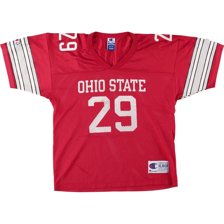 90'S Champion Ohio State University Game Shirt College Football Shirt Made in USA Men's Size M (approx.) Nylon red type Vintage Second Hand