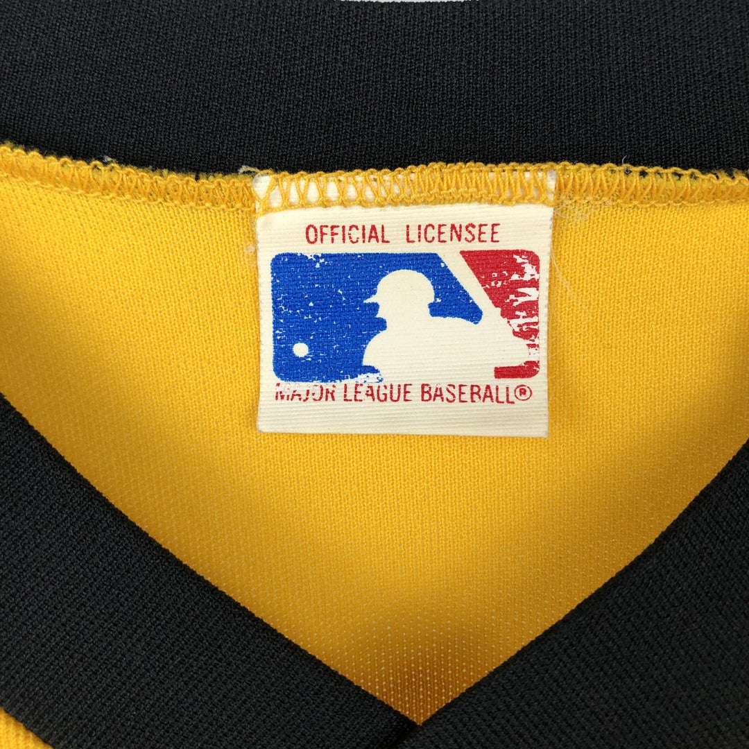 Sand-Knit MLB Pittsburgh Pirates V-Neck Game Shirt Baseball Shirt Made in USA Men's Size M unclear yellow type Vintage Second Hand