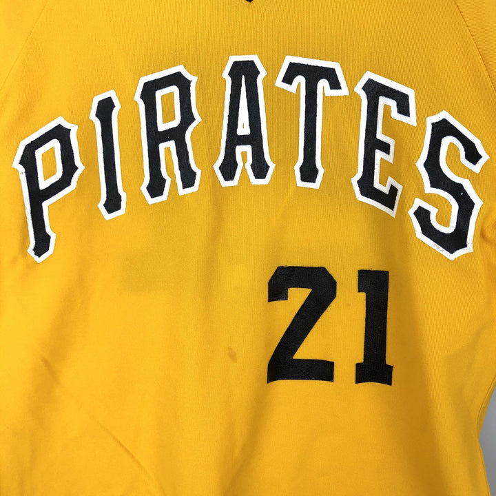 Sand-Knit MLB Pittsburgh Pirates V-Neck Game Shirt Baseball Shirt Made in USA Men's Size M unclear yellow type Vintage Second Hand