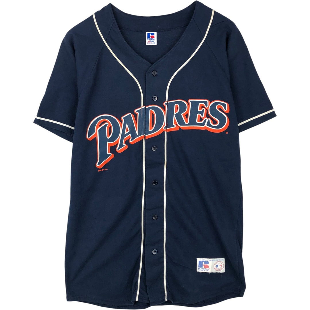 90'S Russell Nublend MLB San Diego Padres Game Shirt Baseball Shirt Men's Size M (approx.) cotton navy blue type Vintage Second Hand