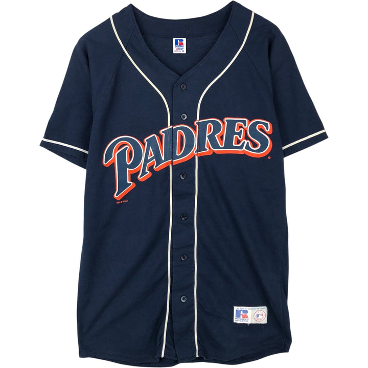 90'S Russell Nublend MLB San Diego Padres Game Shirt Baseball Shirt Men's Size M (approx.) cotton navy blue type Vintage Second Hand