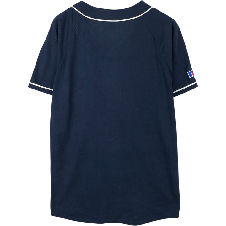 90'S Russell Nublend MLB San Diego Padres Game Shirt Baseball Shirt Men's Size M (approx.) cotton navy blue type Vintage Second Hand