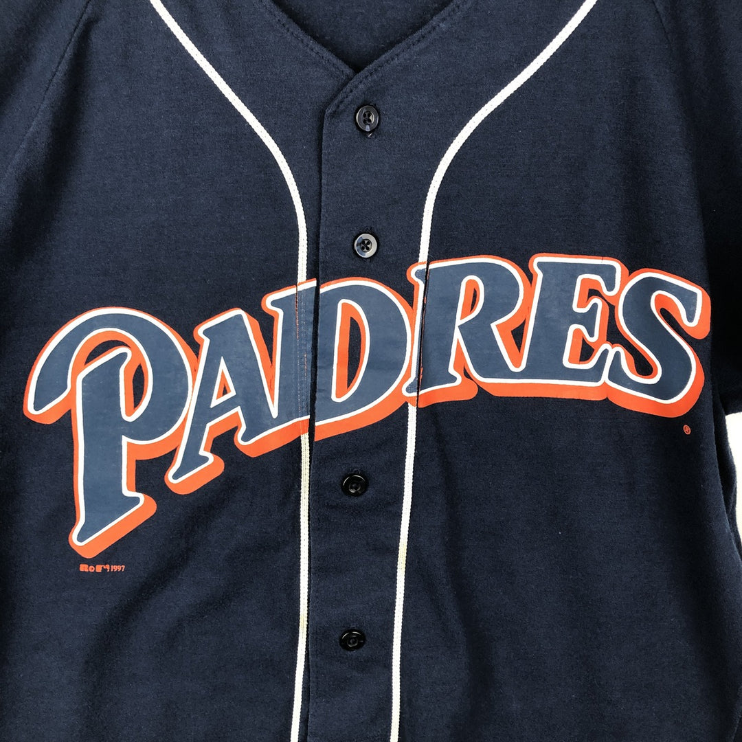 90'S Russell Nublend MLB San Diego Padres Game Shirt Baseball Shirt Men's Size M (approx.) cotton navy blue type Vintage Second Hand