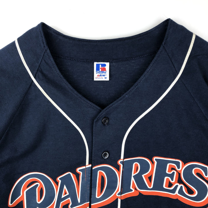 90'S Russell Nublend MLB San Diego Padres Game Shirt Baseball Shirt Men's Size M (approx.) cotton navy blue type Vintage Second Hand