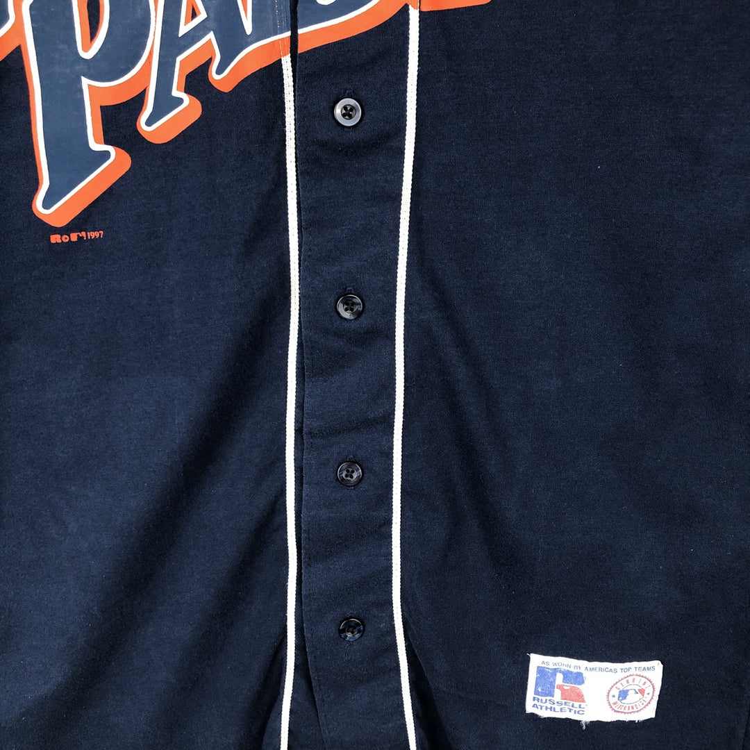 90'S Russell Nublend MLB San Diego Padres Game Shirt Baseball Shirt Men's Size M (approx.) cotton navy blue type Vintage Second Hand