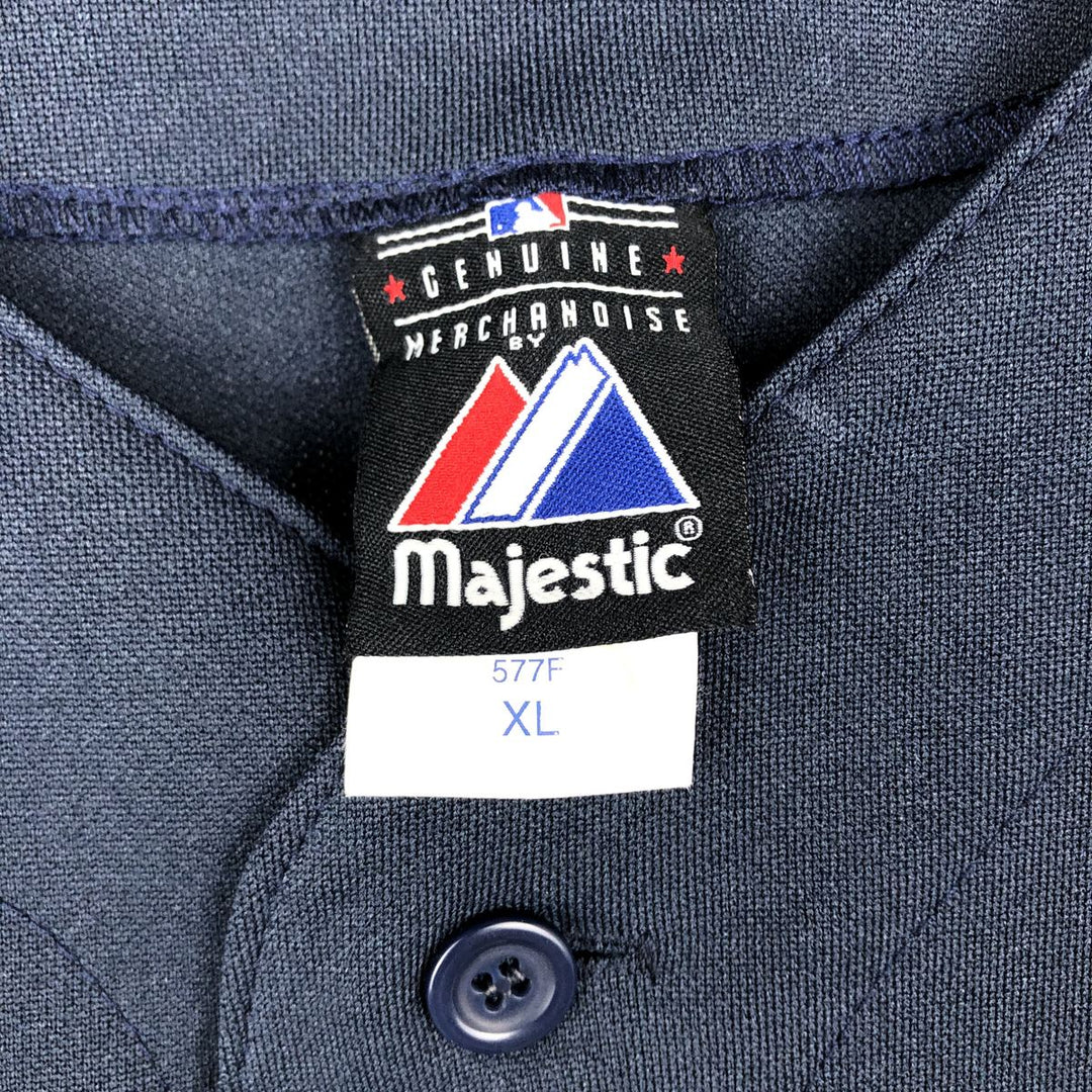 90'S Majestic MLB Seattle Mariners Game Shirt Baseball Shirt Made in USA Men's XL polyester navy blue type Vintage Second Hand
