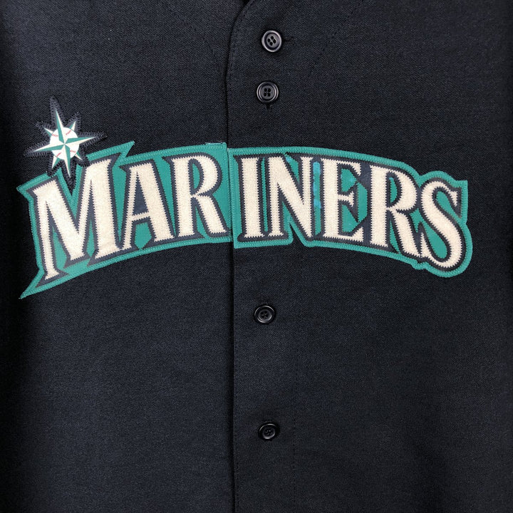 90'S Majestic MLB Seattle Mariners Game Shirt Baseball Shirt Made in USA Men's XL polyester navy blue type Vintage Second Hand