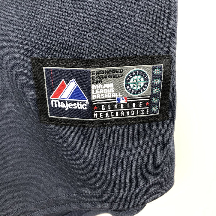90'S Majestic MLB Seattle Mariners Game Shirt Baseball Shirt Made in USA Men's XL polyester navy blue type Vintage Second Hand