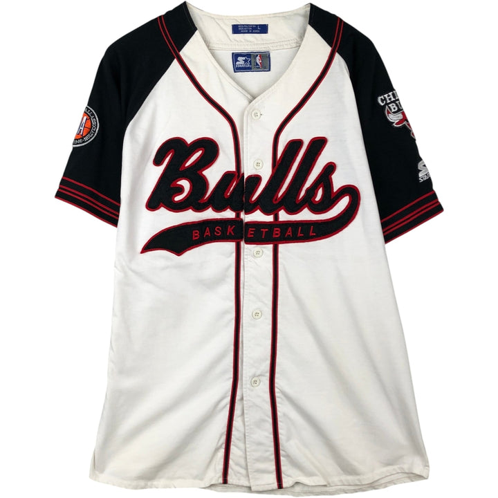 90'S Starter NBA Chicago Bulls Game Shirt Baseball Shirt Men's Size L (Equivalent) Vintage polyester white type Vintage Second Hand