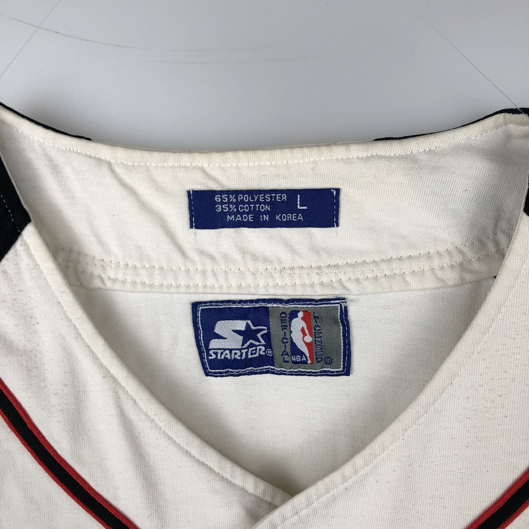 90'S Starter NBA Chicago Bulls Game Shirt Baseball Shirt Men's Size L (Equivalent) Vintage polyester white type Vintage Second Hand