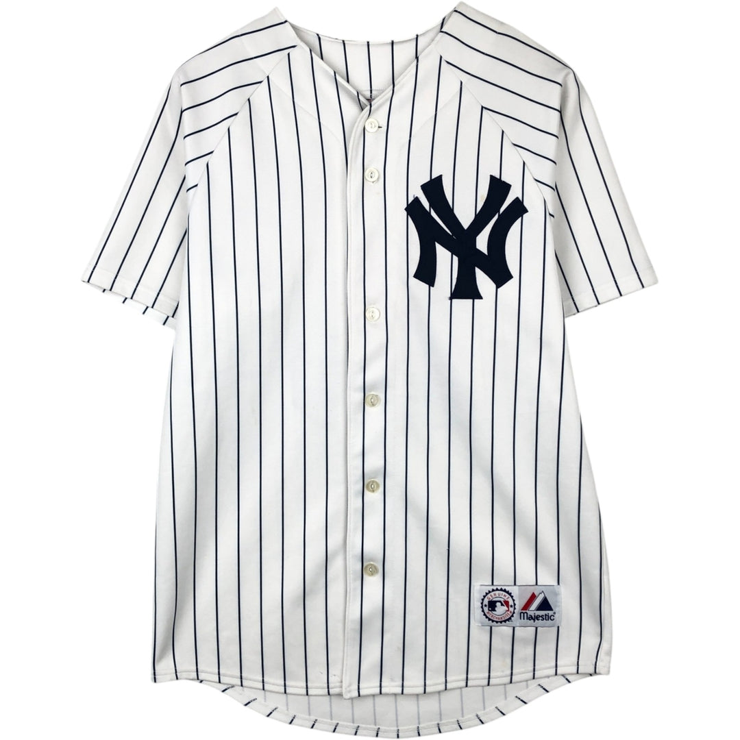 90s-00'S Majestic MLB New York Yankees Stripe Pattern Game Shirt Baseball Shirt Men's Size M (approx.) polyester white type Vintage Second Hand