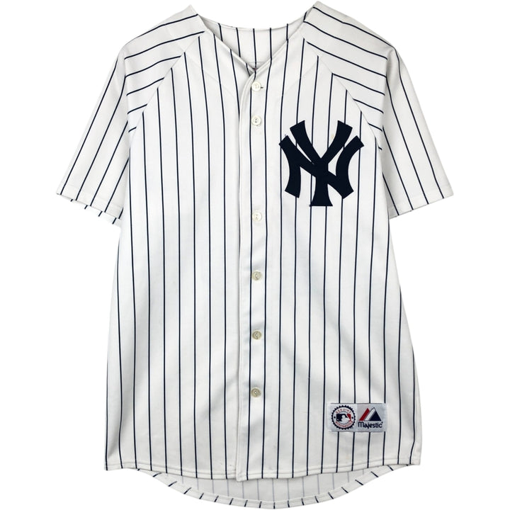 90s-00'S Majestic MLB New York Yankees Stripe Pattern Game Shirt Baseball Shirt Men's Size M (approx.) polyester white type Vintage Second Hand