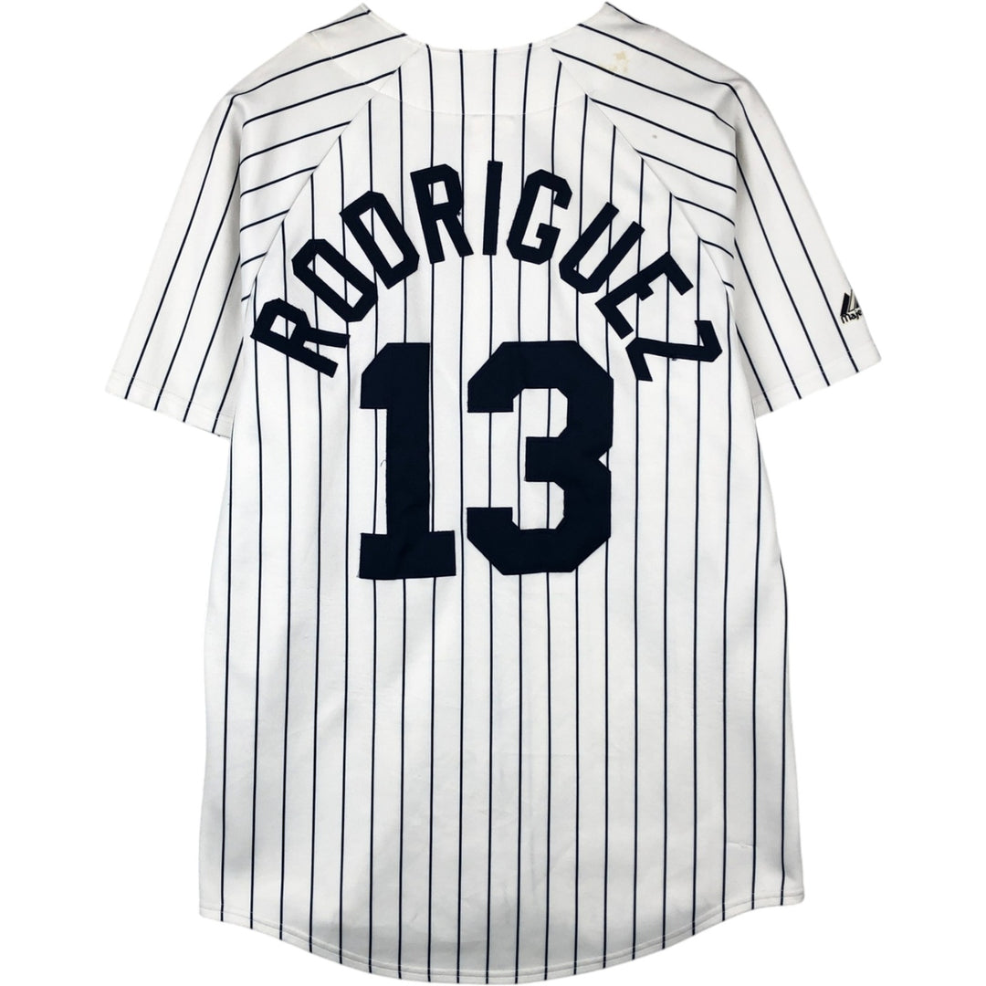 90s-00'S Majestic MLB New York Yankees Stripe Pattern Game Shirt Baseball Shirt Men's Size M (approx.) polyester white type Vintage Second Hand